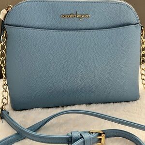 Nanette Lepore Sky Blue Crossbody Bag with Gold Accents